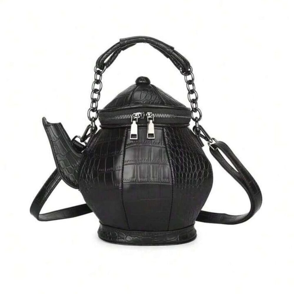 Tea Kettle Handbag with crossbody option (Black)